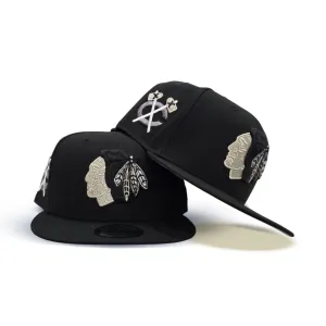 Black Chicago Blackhawks Gray Bottom Chicago Blackhawks Side Patch New Era 9fifty Snapback
