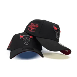 Black Chicago Bulls Curved Brim Red Bottom EST 1966 Side Patch New Era A-Frame 9Forty Snapback