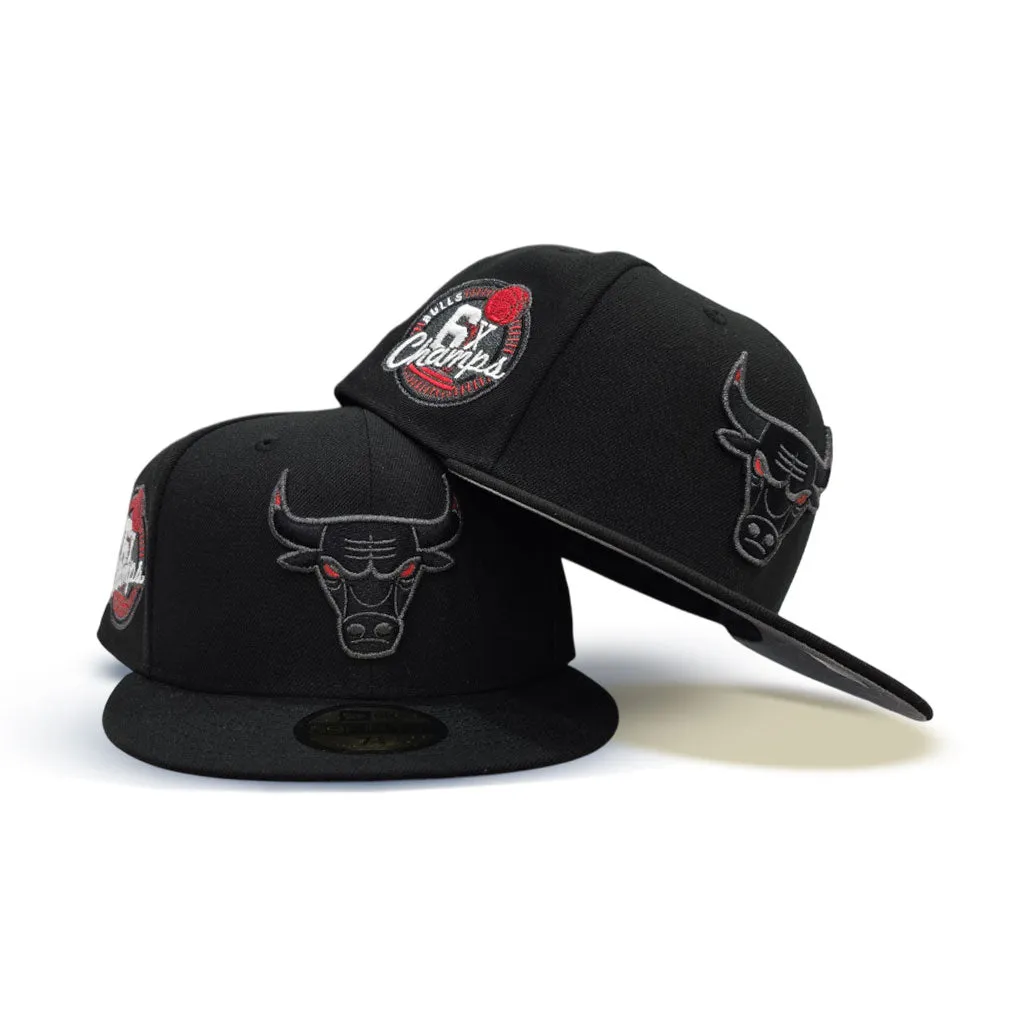 Black Chicago Bulls Gray Bottom 6X Champions Side Patch New Era 59Fifty Fitted