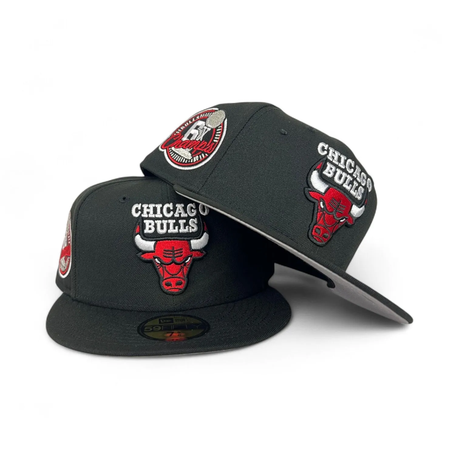 Black Chicago Bulls Gray Bottom 6X Champions Side Patch New Era 59Fifty Fitted