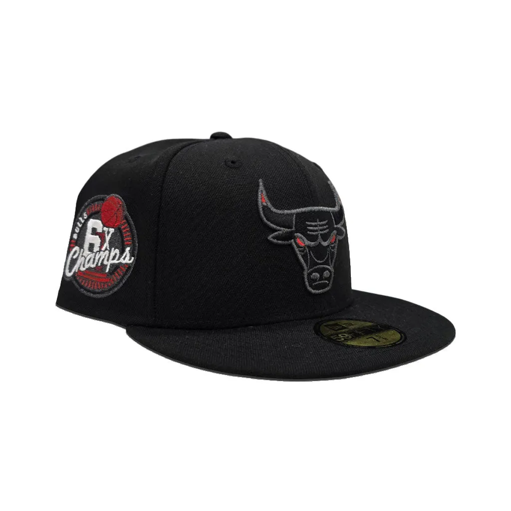 Black Chicago Bulls Gray Bottom 6X Champions Side Patch New Era 59Fifty Fitted