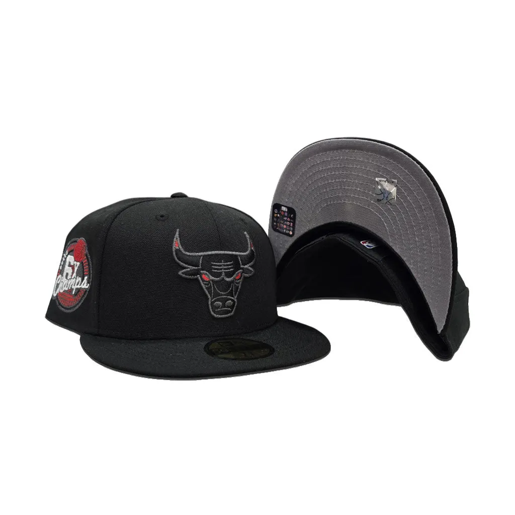 Black Chicago Bulls Gray Bottom 6X Champions Side Patch New Era 59Fifty Fitted