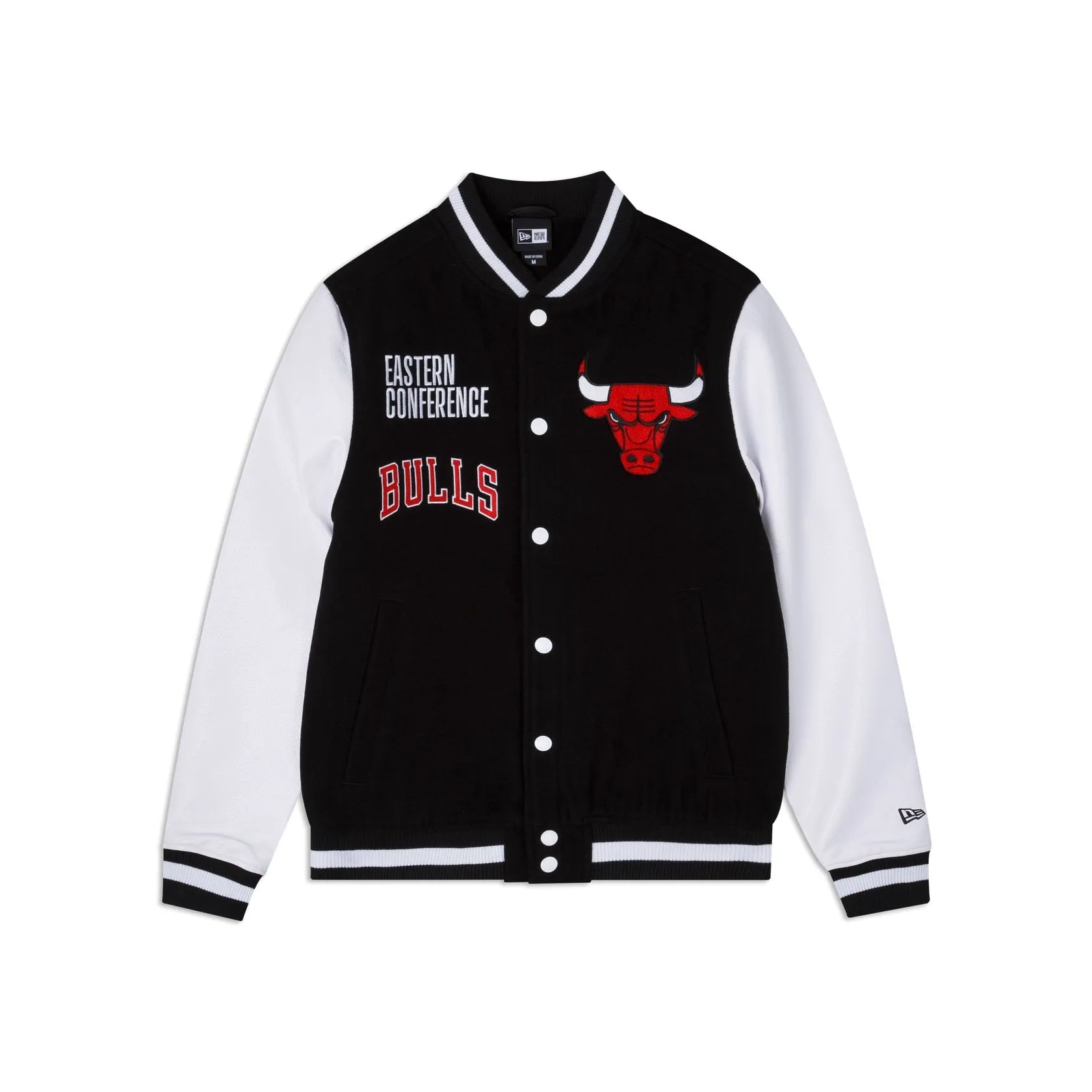 Black Chicago Bulls New Era Wool Varsity Heavy Jacket