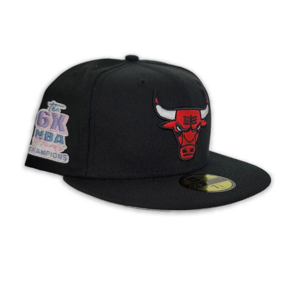Black Chicago Bulls Pink Bottom The 6X NBA Finals Champions Side patch New Era 59Fifty Pop Sweat Fitted