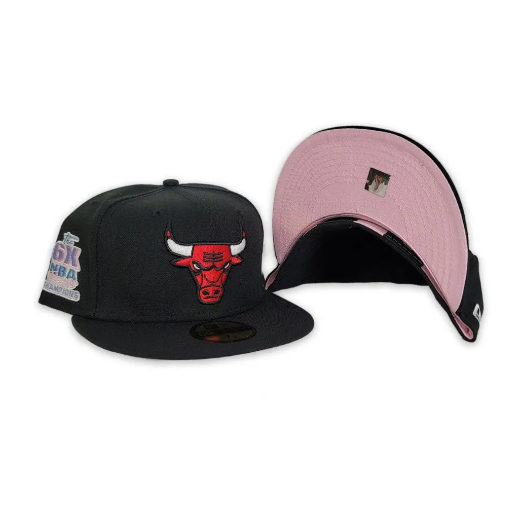 Black Chicago Bulls Pink Bottom The 6X NBA Finals Champions Side patch New Era 59Fifty Pop Sweat Fitted