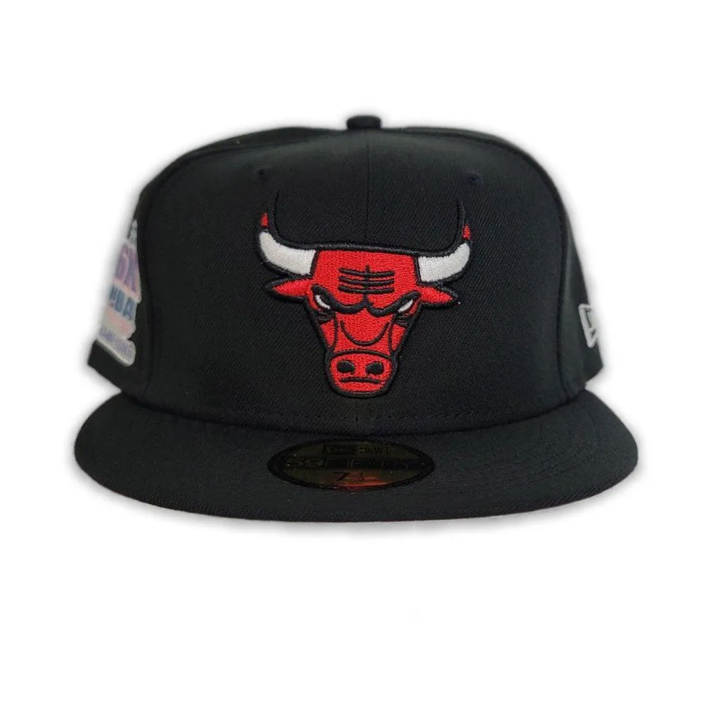 Black Chicago Bulls Pink Bottom The 6X NBA Finals Champions Side patch New Era 59Fifty Pop Sweat Fitted