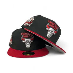 Black Chicago Bulls Red Visor Gray Bottom 6X Champions Side Patch New Era 59Fifty Fitted