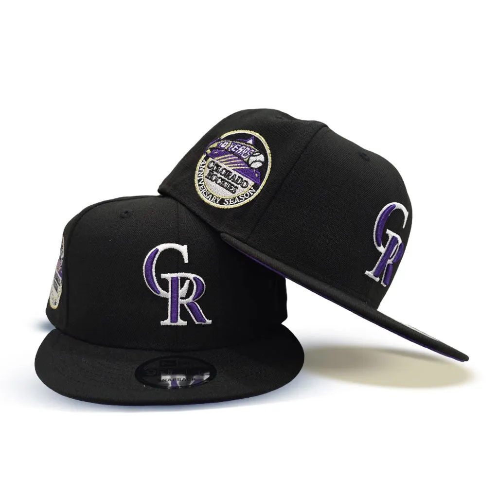Black Colorado Rockies Purple Bottom 10 Years Anniversary Side Patch New Era 9Fifty Snapback