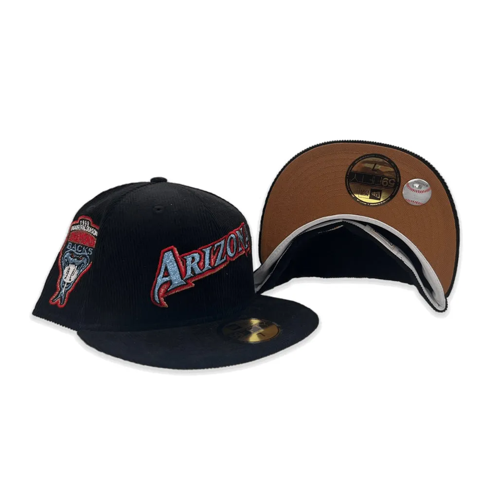 Black Corduroy Arizona Diamondbacks Black Bronze Bottom 1998 Inaugural Season Side Patch New Era 59Fifty Fitted