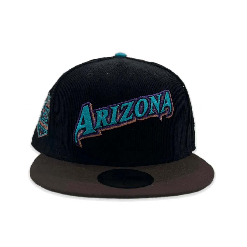 Black Corduroy Arizona Diamondbacks Brown Visor Teal Bottom 20th Anniversary Side Patch New Era 59Fifty Fitted