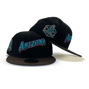 Black Corduroy Arizona Diamondbacks Brown Visor Teal Bottom 20th Anniversary Side Patch New Era 59Fifty Fitted