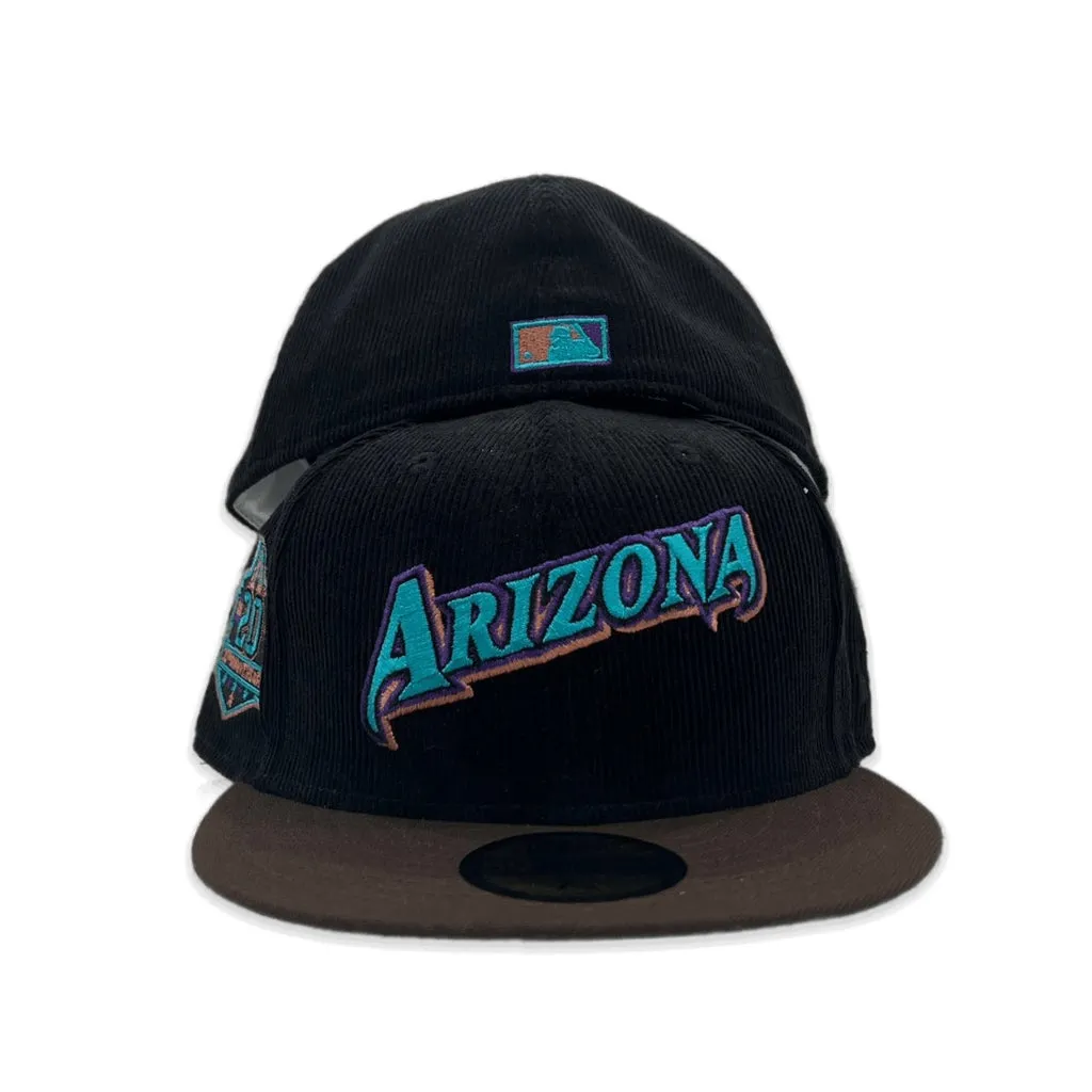 Black Corduroy Arizona Diamondbacks Brown Visor Teal Bottom 20th Anniversary Side Patch New Era 59Fifty Fitted