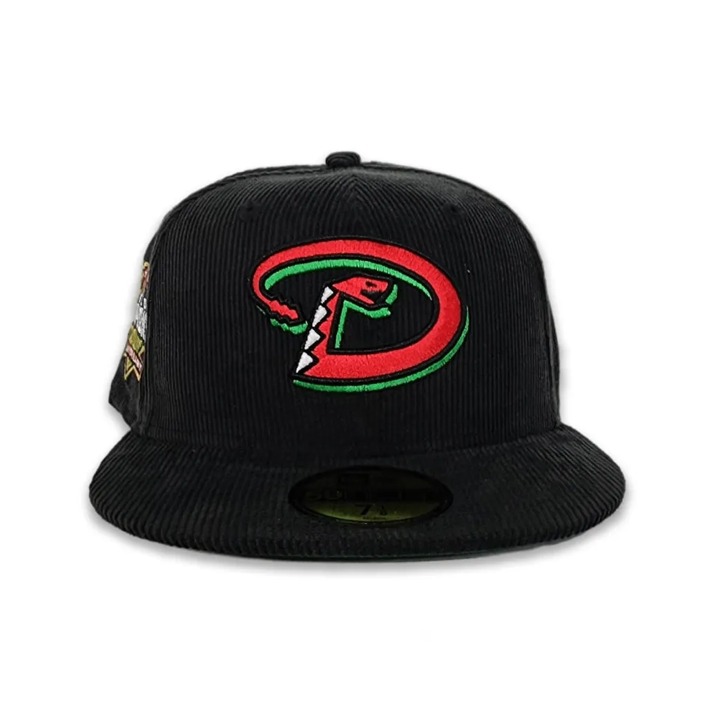 Black Corduroy Arizona Diamondbacks Kelly Green Bottom 20th Anniversary Side Patch New Era 59Fifty Fitted