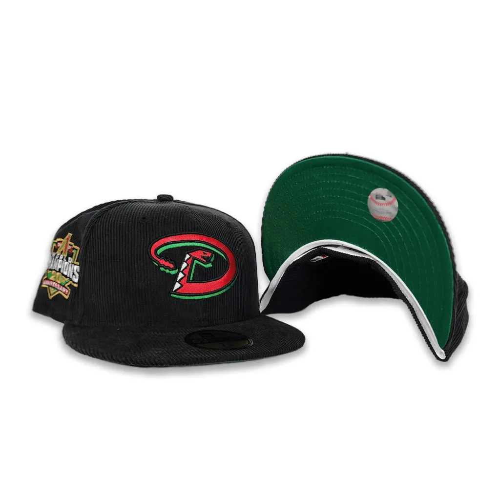 Black Corduroy Arizona Diamondbacks Kelly Green Bottom 20th Anniversary Side Patch New Era 59Fifty Fitted