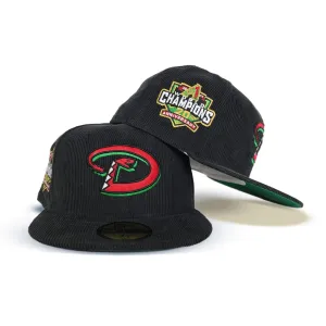 Black Corduroy Arizona Diamondbacks Kelly Green Bottom 20th Anniversary Side Patch New Era 59Fifty Fitted
