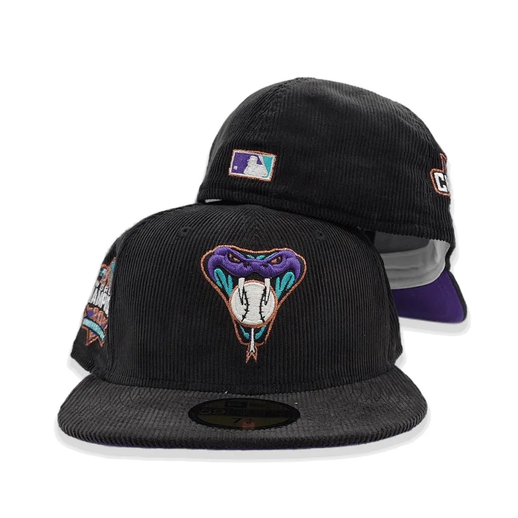 Black Corduroy Arizona Diamondbacks Purple Bottom 20th Anniversary Side Patch New Era 59Fifty Fitted