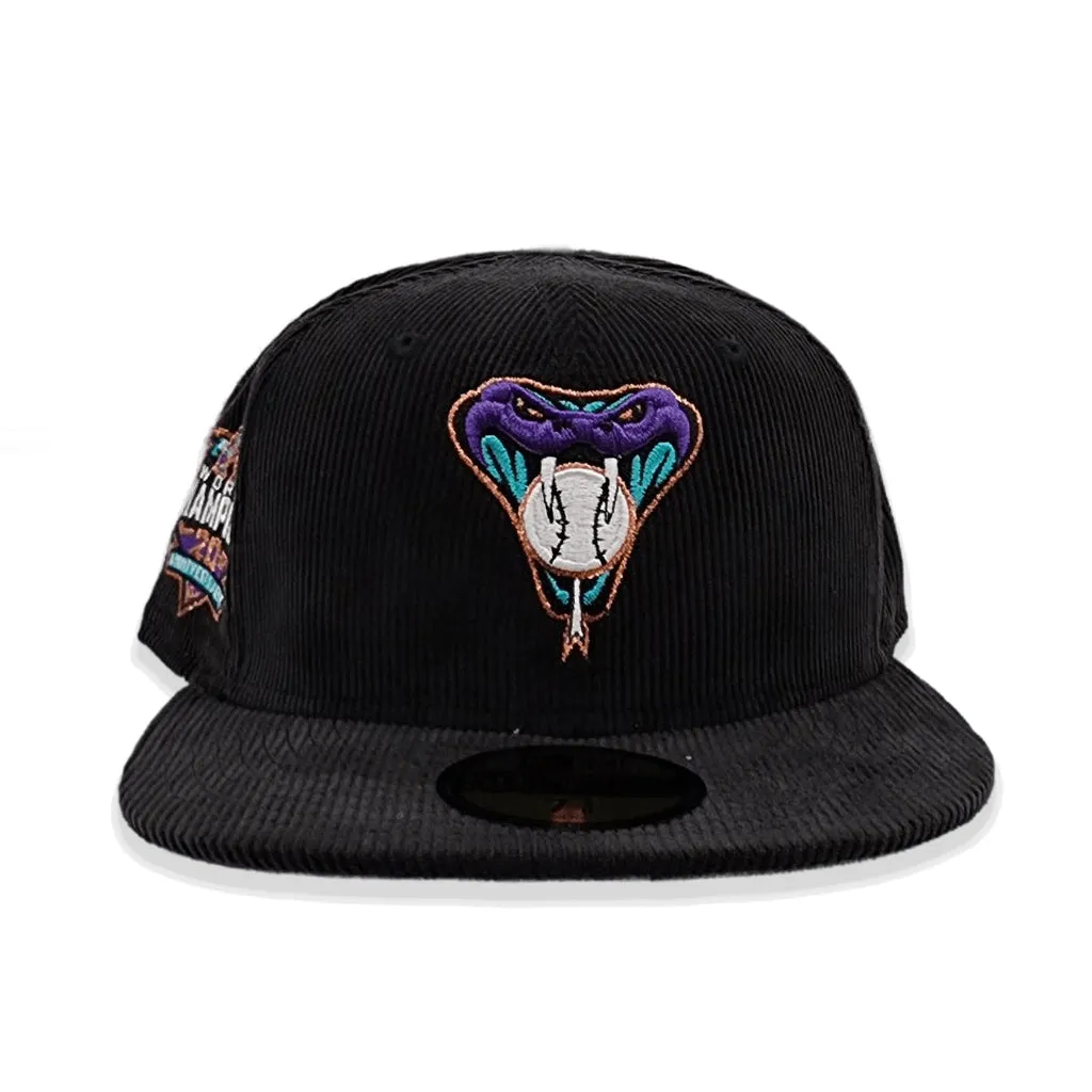 Black Corduroy Arizona Diamondbacks Purple Bottom 20th Anniversary Side Patch New Era 59Fifty Fitted