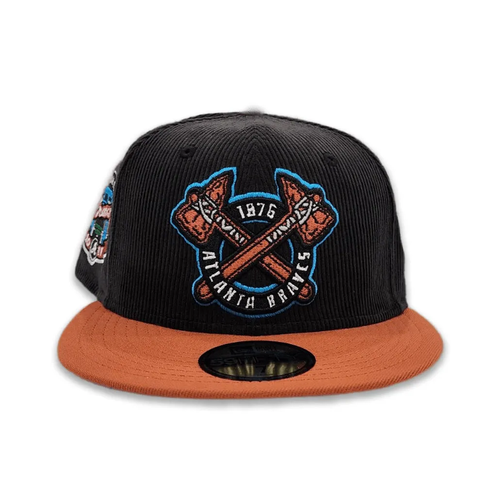 Black Corduroy Atlanta Braves Rust Visor Cardinal Blue Bottom 2017 Inaugural Season Side Patch New Era 59Fifty Fitted