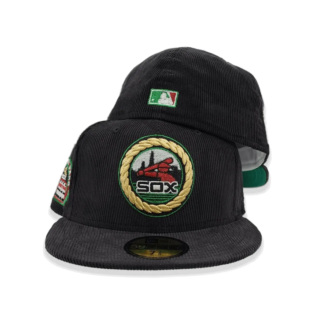 Black Corduroy Chicago White Sox Green Bottom Comiskey Park Side Patch New Era 59Fifty Fitted