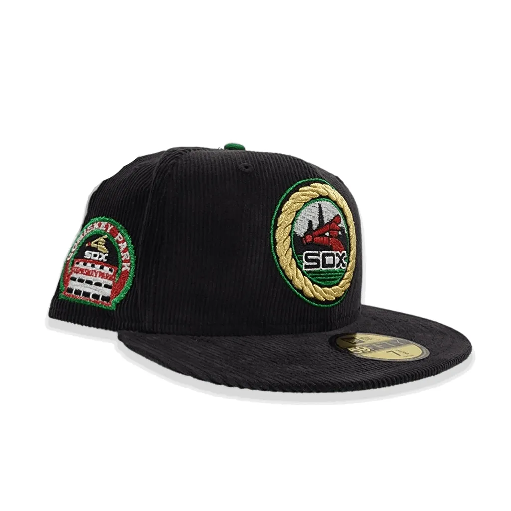 Black Corduroy Chicago White Sox Green Bottom Comiskey Park Side Patch New Era 59Fifty Fitted