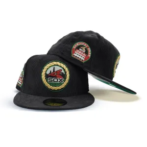 Black Corduroy Chicago White Sox Green Bottom Comiskey Park Side Patch New Era 59Fifty Fitted
