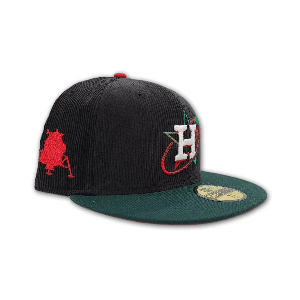 Black Corduroy City Connect Houston Astros Dark Green Visor Red Bottom Lunar Module Side Patch New Era 59Fifty Fitted