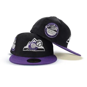 Black Corduroy Colorado Rockies Purple Visor Gray Bottom 10th Years Anniversary Side Patch New Era 59Fifty Fitted