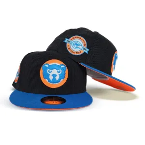Black Corduroy Glow In the Dark Chicago Cubs Sea Blue Visor Orange Bottom A Century Wrigley Field Side Patch New Era 59Fifty Fitted