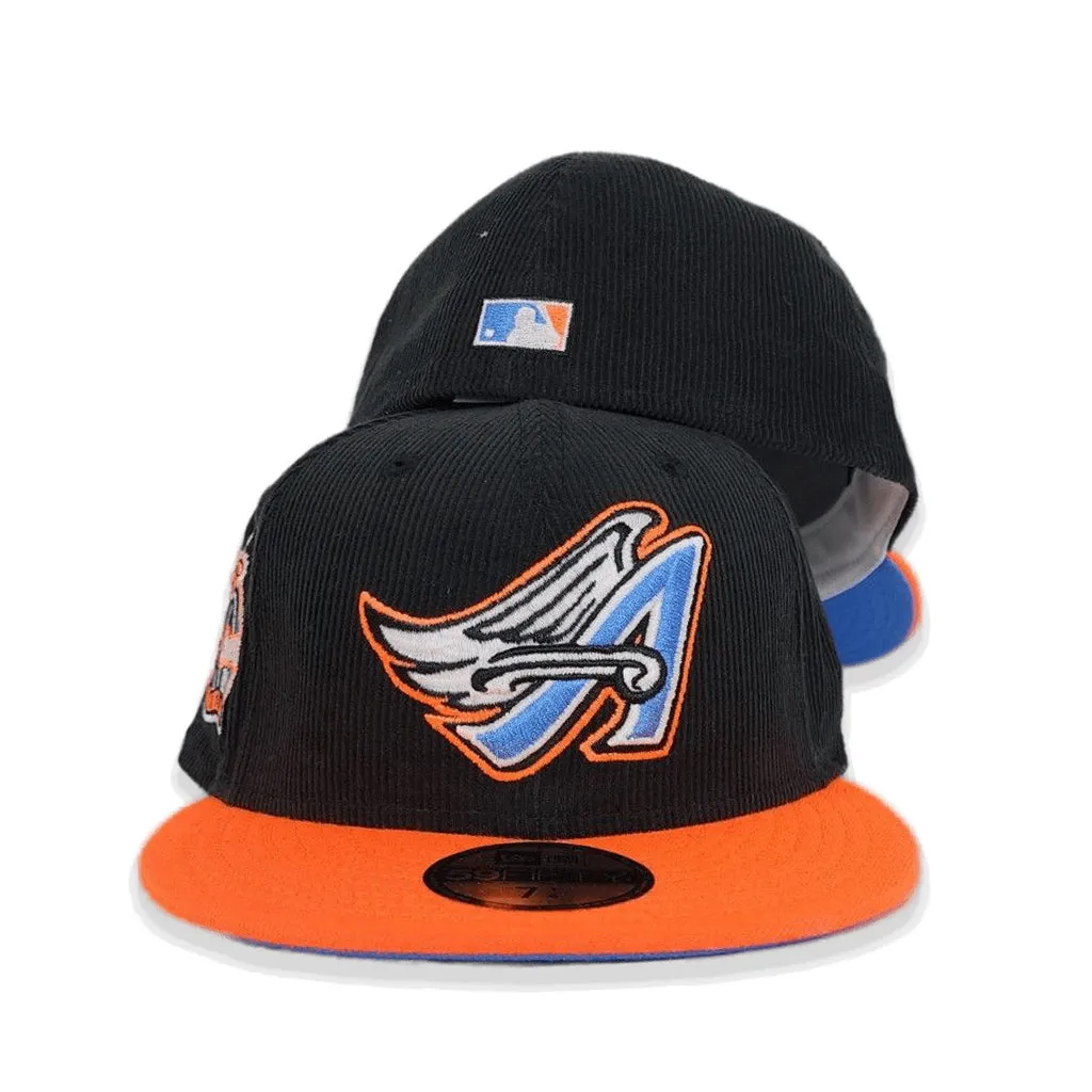 Black Corduroy Glow In The Dark Los Angeles Angels Orange Visor Icy Blue Bottom 40th Season Side Patch New Era 59Fifty Fitted
