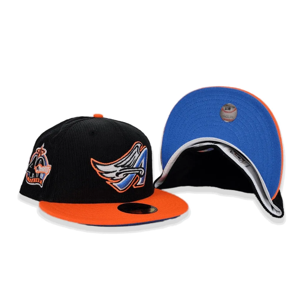 Black Corduroy Glow In The Dark Los Angeles Angels Orange Visor Icy Blue Bottom 40th Season Side Patch New Era 59Fifty Fitted
