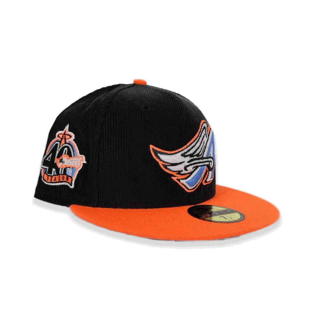 Black Corduroy Glow In The Dark Los Angeles Angels Orange Visor Icy Blue Bottom 40th Season Side Patch New Era 59Fifty Fitted