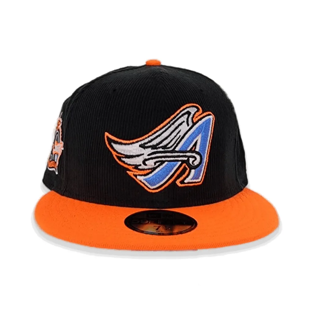 Black Corduroy Glow In The Dark Los Angeles Angels Orange Visor Icy Blue Bottom 40th Season Side Patch New Era 59Fifty Fitted