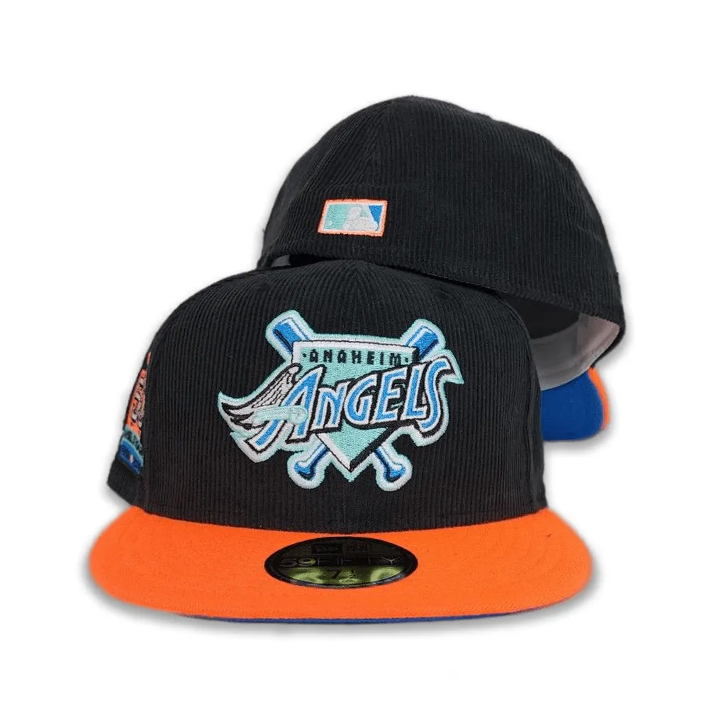 Black Corduroy Glow In The Dark Los Angeles Angels Orange Visor Sea Blue Bottom 50th Anniversary Side Patch New Era 59Fifty Fitted
