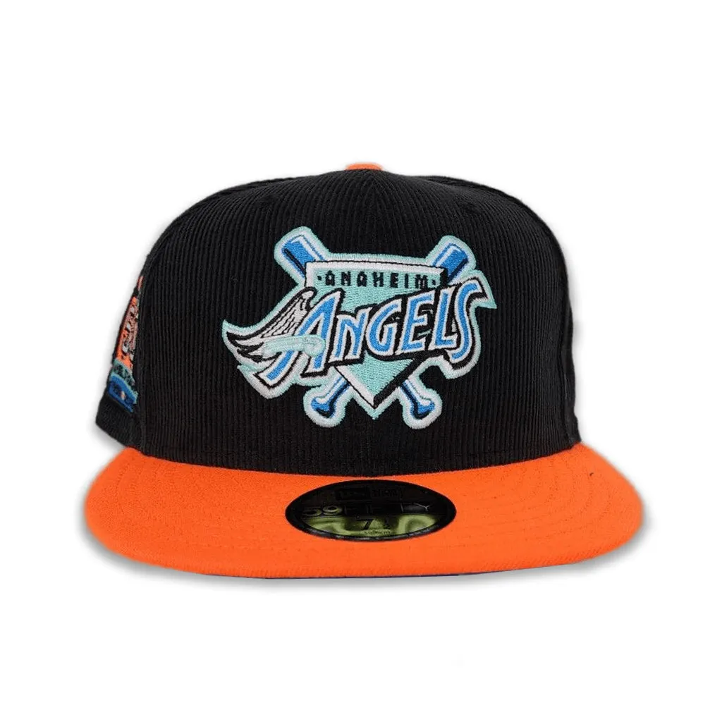 Black Corduroy Glow In The Dark Los Angeles Angels Orange Visor Sea Blue Bottom 50th Anniversary Side Patch New Era 59Fifty Fitted