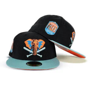 Black Corduroy Glow In The Dark Oakland Athletics Blue Tint Visor Orange Bottom 50th Anniversary Side Patch New Era 59Fifty Fitted