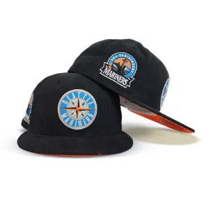 Black Corduroy Glow In The Dark Seattle Mariners Orange Bottom 30th Anniversary Side Patch New Era 59Fifty Fitted