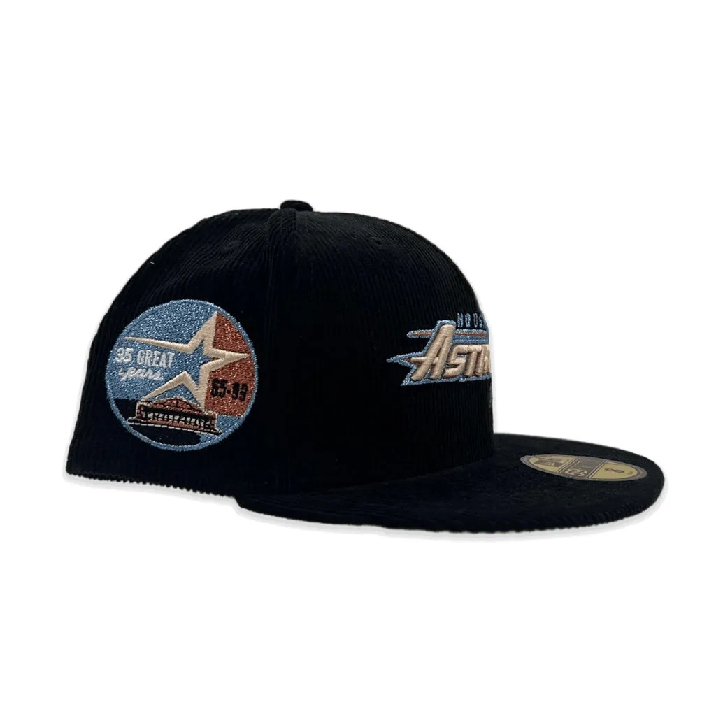 Black Corduroy Houston Astros Bronze Bottom 35th Great Years Side Patch New Era 59Fifty Fitted
