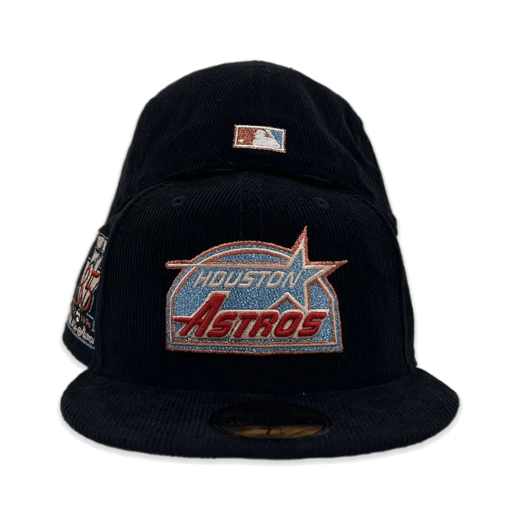 Black Corduroy Houston Astros Bronze Bottom 35th Great Years Side Patch New Era 59Fifty Fitted