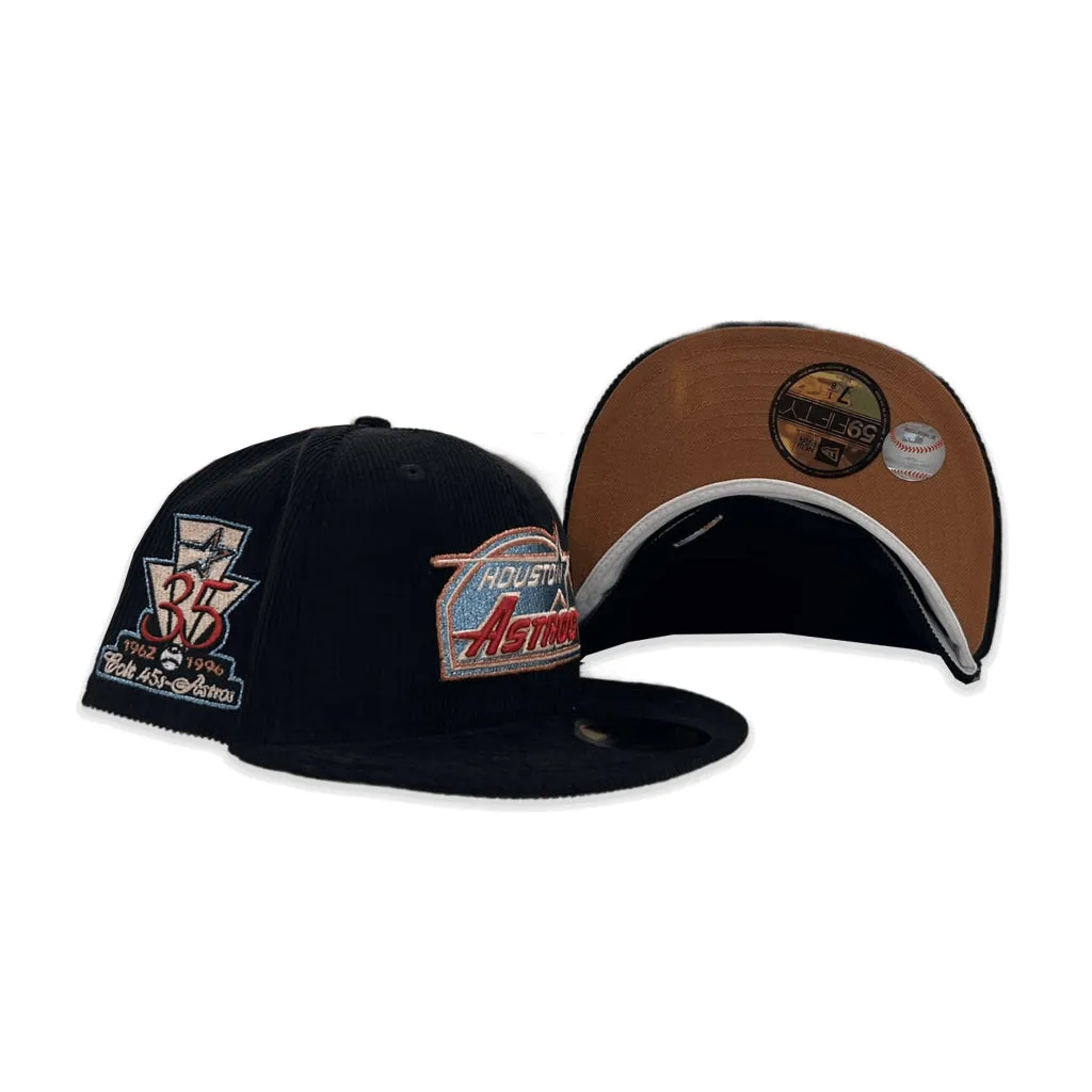 Black Corduroy Houston Astros Bronze Bottom 35th Great Years Side Patch New Era 59Fifty Fitted