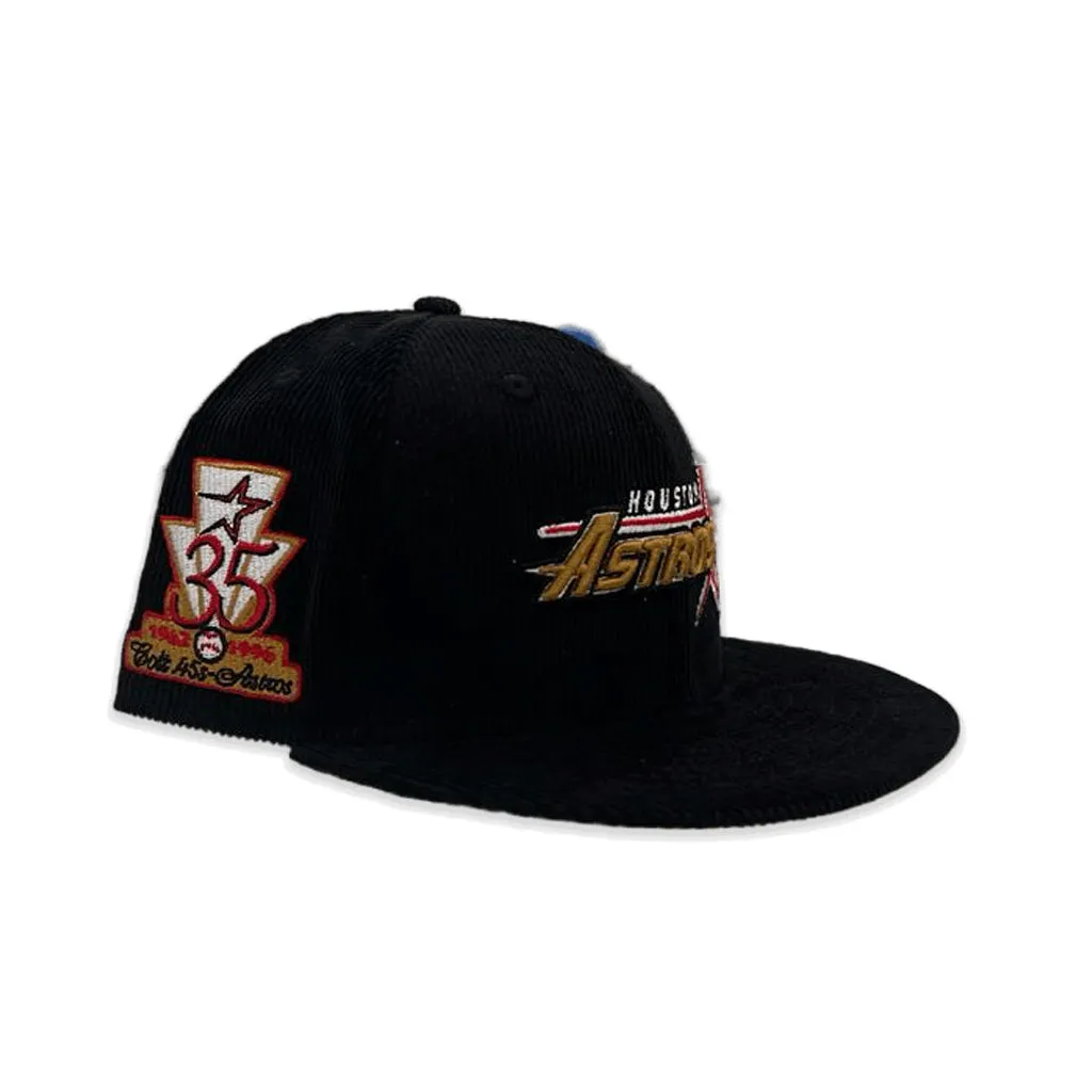 Black Corduroy Houston Astros Old Gold Bottom 35th Great Years Side Patch New Era 59Fifty Fitted