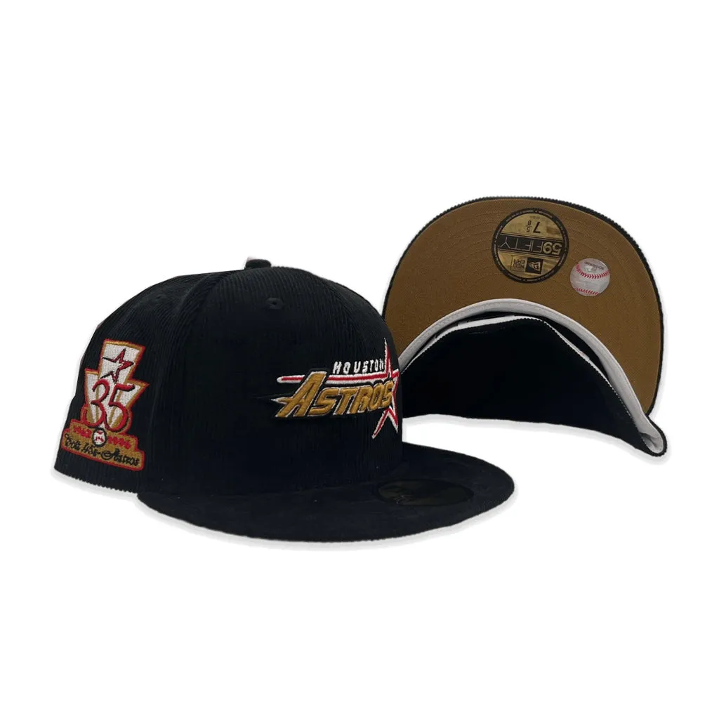 Black Corduroy Houston Astros Old Gold Bottom 35th Great Years Side Patch New Era 59Fifty Fitted