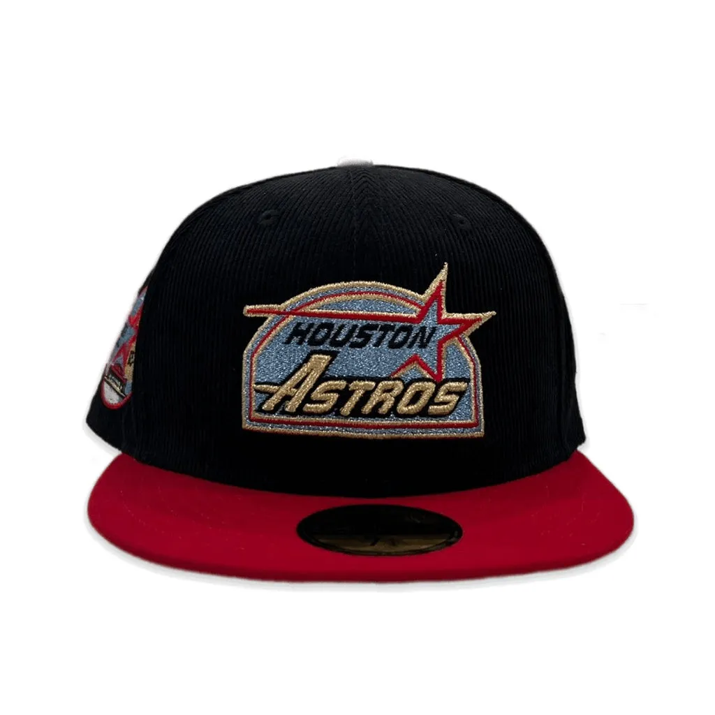 Black Corduroy Houston Astros Red Visor Icy Blue Bottom 35th Great Years Side Patch New Era 59Fifty Fitted