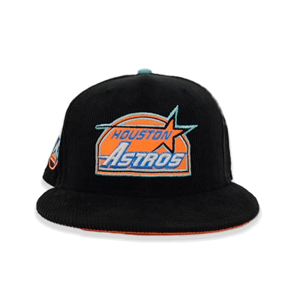 Black Corduroy Houston Astros Visor Orange Bottom 35th Great Years Side Patch New Era 59Fifty Fitted