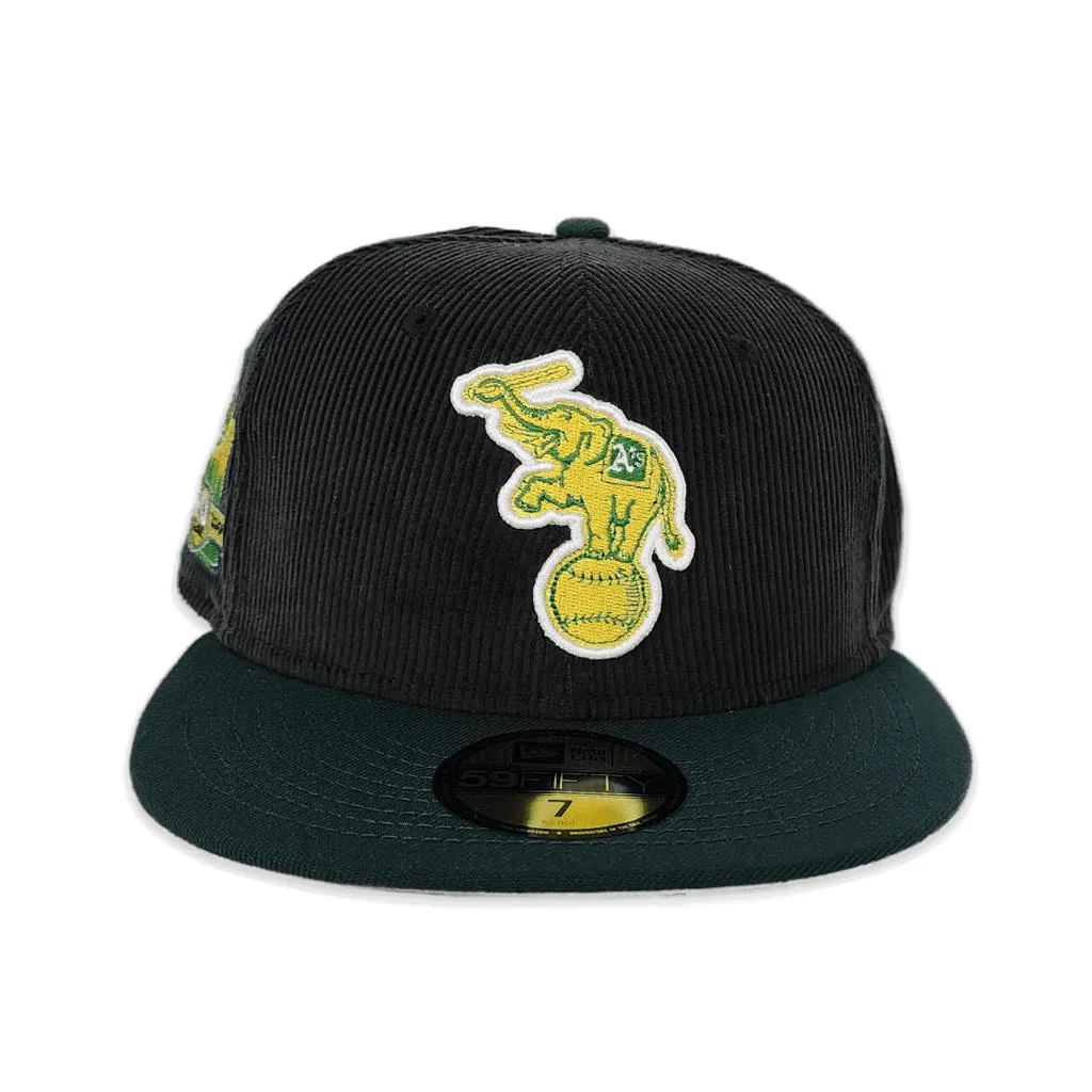Black Corduroy Oakland Athletics Dark Green Visor Gray Bottom 40th Anniversary Side Patch New Era 59Fifty Fitted