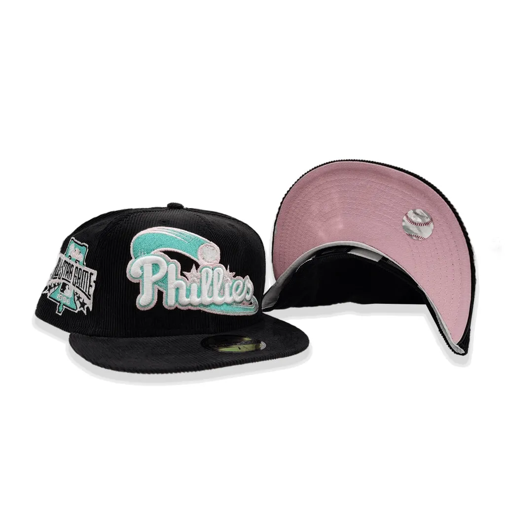 Black Corduroy Philadelphia Phillies Pink Bottom 1996 All Star Game Side Patch New Era 59Fifty Fitted