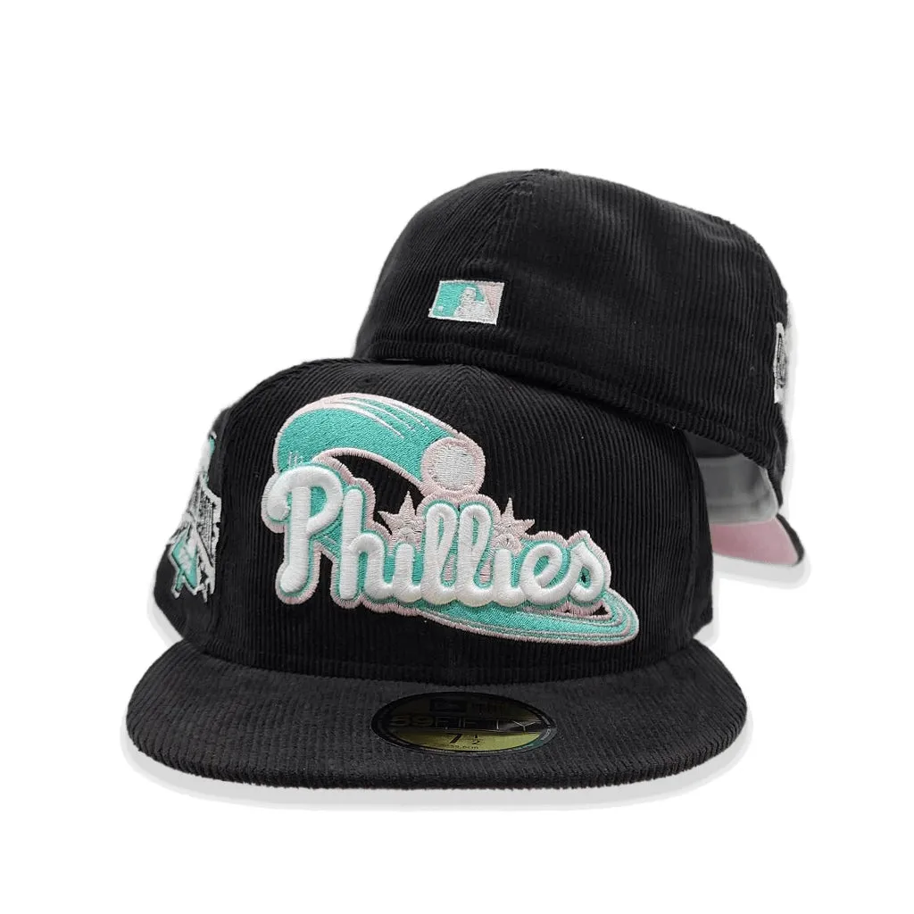 Black Corduroy Philadelphia Phillies Pink Bottom 1996 All Star Game Side Patch New Era 59Fifty Fitted