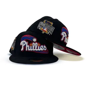 Black Corduroy Philadelphia Phillies Red Bottom 1996 All Star Game Side Patch New Era 59Fifty Fitted