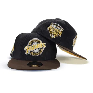 Black Corduroy San Diego Padres Brown Visor Yellow Bottom 1992 All Star Game Side patch New Era 59Fifty Fitted
