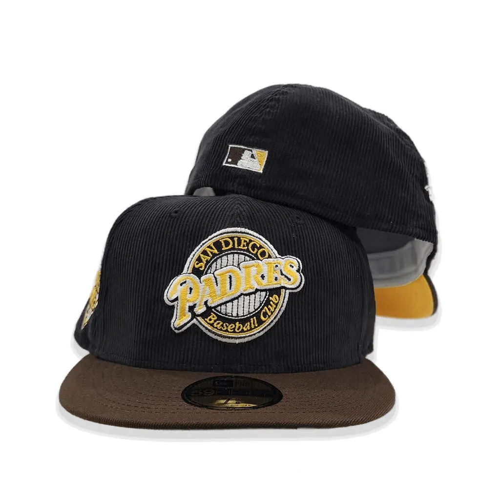 Black Corduroy San Diego Padres Brown Visor Yellow Bottom 1992 All Star Game Side patch New Era 59Fifty Fitted