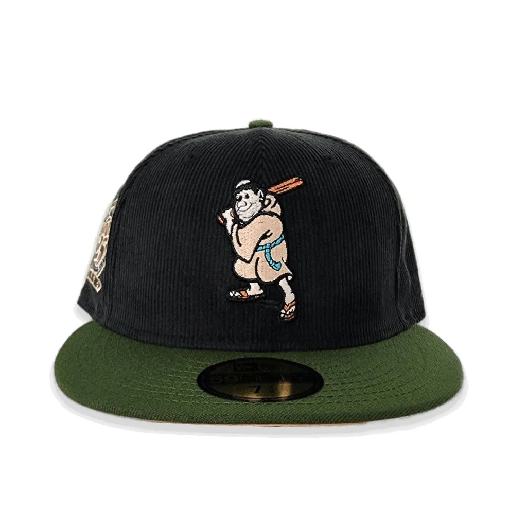 Black Corduroy San Diego Padres Olive Green Visor Peach Bottom 25th Anniversary Side Patch New Era 59Fifty Fitted